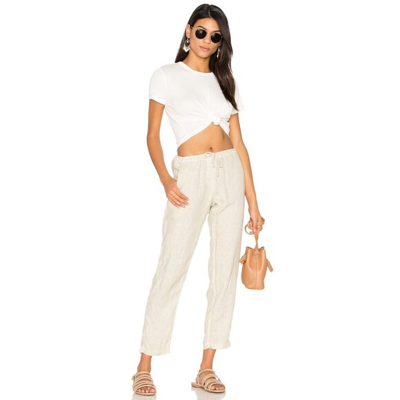 CP Shades Hampton Tapered Pants Linen Dune Natural Neutral Cropped Medium - Picture 2 of 11